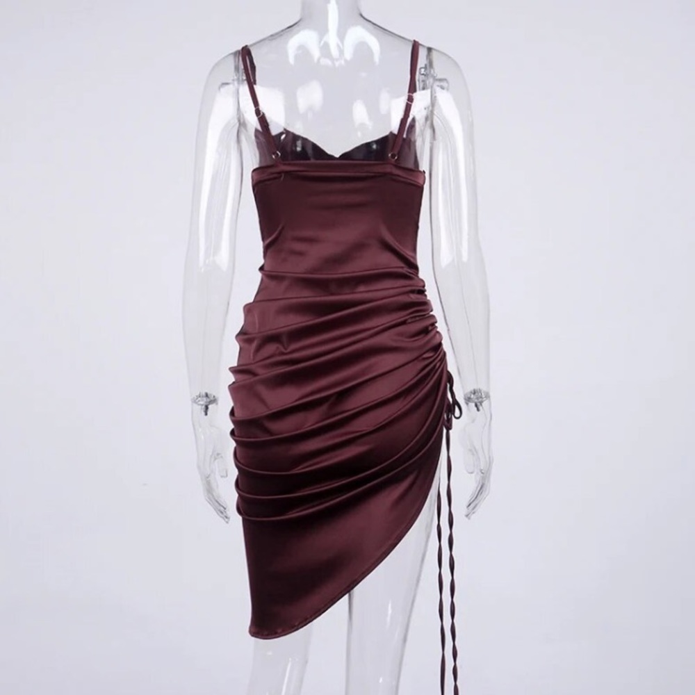 Satin Drawstring Dress NEW - Picture 3 of 8